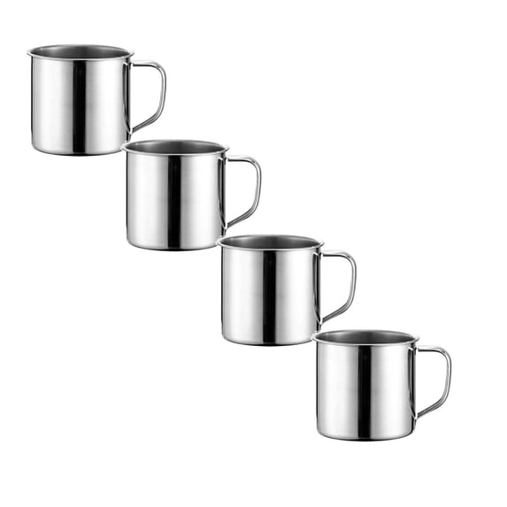 4 Pcs Stainless Steel Coffee Mug with Handle, Metal Camping Coffee Cup, Unbreakable Portable Hiking Cup Tea Water Drinking Cups for Outdoor Travel, Picnics, Hot Cold Drinks