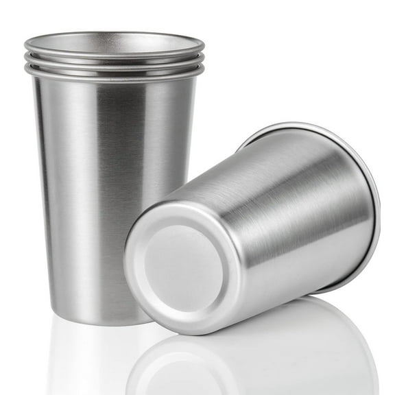 4 Pcs Stainless Steel Cups,16 oz/500ml Metal Pint Cups,Unbreakable Shatterproof Drinking Glasses,Stackable Water Tumbler for Kids Adults Travel Outdoor Camping Daily Life