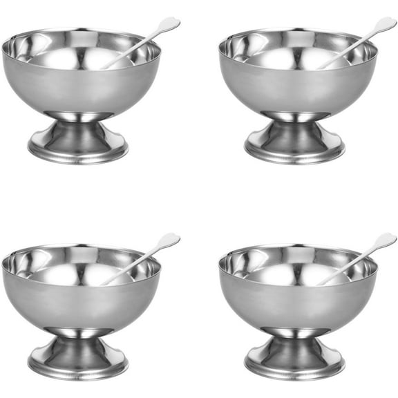 4 Pcs Stainless Steel Dessert Cup Dessert Cups Dessert Bowls Steel Desserts Gold Footed Metal Dessert Glasses Sauce Cups Pasta Salad Ice Cream Dish Mug Ceramics
