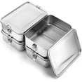 thumbnail image 1 of 4 Pcs Stainless Steel Bento Box Metal Lunch Box Food Storage Containers Metal Lunch Container, Lockable Clips to Leak Proof, Reusable Dishwasher Snack Boxes for Work, Picnic (2400ml), 1 of 14