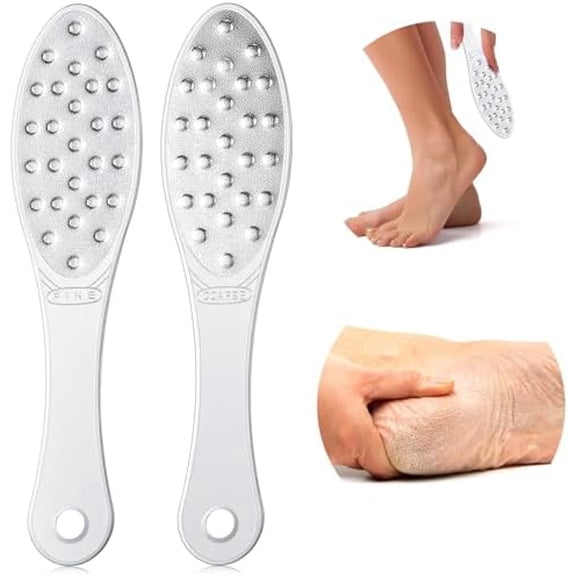 4 Pcs Stainless Steel Foot Scraper Metal Foot File Double Sided File Callus Remover Professional Feet Rasp Scrubber for Wet or Dry Skin Easy to Clean Pedicure Tool Heel