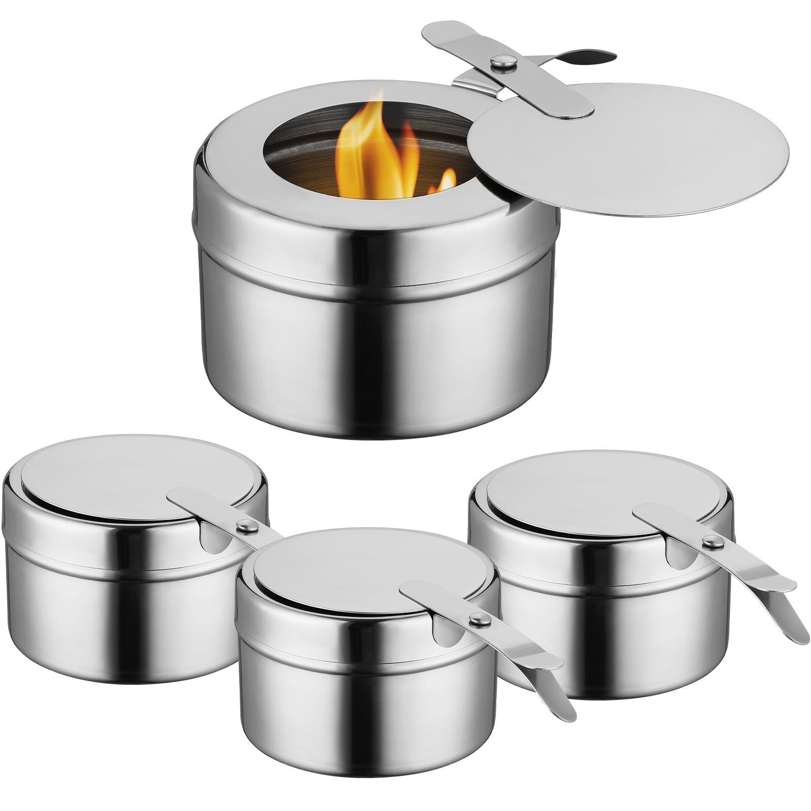 4 Pcs Stainless Steel Fuel Holders with Cover Chafer Canned Heat Buffet