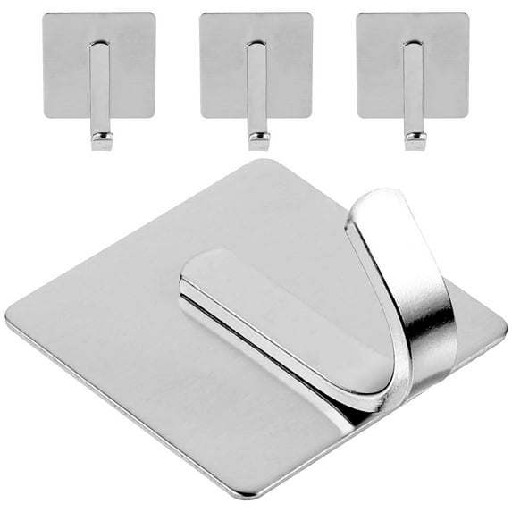 FENGGUIQU 4-Pack Stainless Steel Self-Adhesive Wall Hooks for Home Organization and Accessories