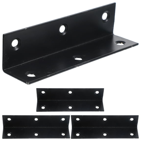 FUEENIRVA 4Pcs Black Corner Shelf Brackets Metal L Shape Braces for Wood Furniture Support and Mounting