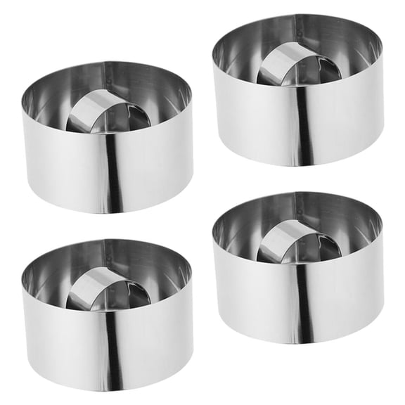4 Pcs Stainless Steel Mousse Molds for Baking, Cooking Pancakes, Biscuits, Cookies - Metal Kitchen Tools Set