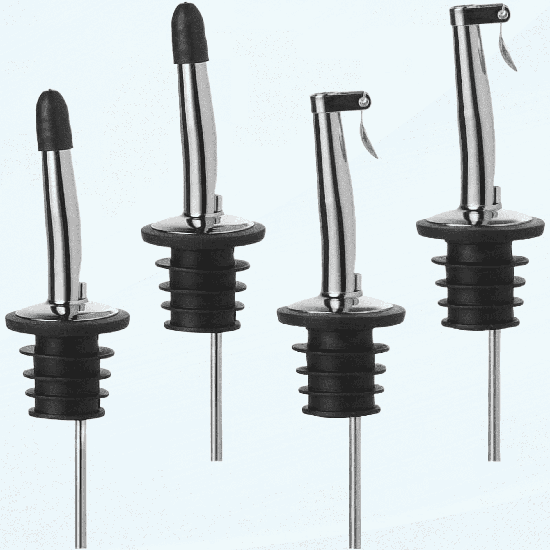 4 Pcs Stainless Steel Oil Spout Liquor Pourers Bottle Spout Speed Pourer Olive Oil and Vinegar Stopper Spout，2 Pcs Flip Top and 2 Pcs Rubber Dust Caps (Silver) - Walmart.com