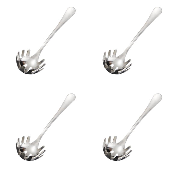 4 Pcs Stainless Steel Pasta Spoon, Spaghetti Spoons Server, Spaghetti Fork with Ergonomic Handle, Noodle Utensil for Kitchen, 9.4 Inch, Dishwasher Safe, for Home Restaurant Use