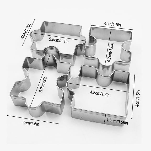 4 Pcs Stainless Steel Puzzle Cookie Cutters Set | Square Cookie Cutter with Interlocking Pieces, for Cookies, Cakes, Vegetables, Clay, Fruit, and Candy | Durable, Perfect for...
