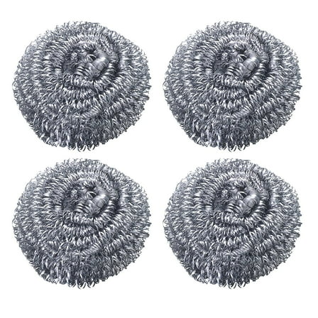 4 Pcs Stainless Steel Scrubbers, Steel Wool Scrubber Pads, Scouring Pads for Kitchens, Bathroom and More , 2.36 Inch, Silver