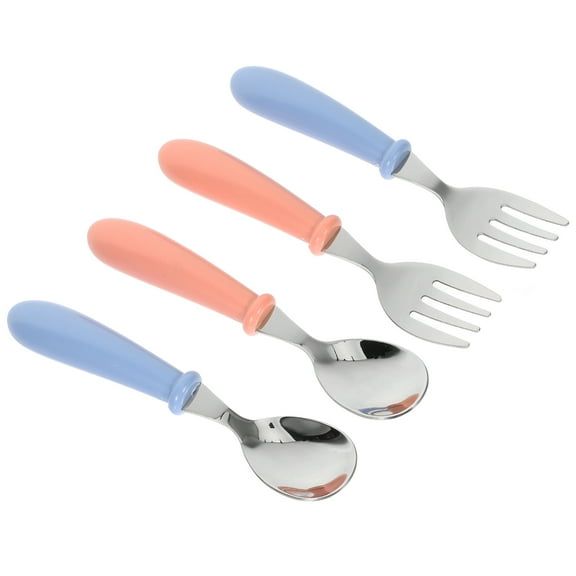 4 Pcs Stainless Steel Spoon Fork Tools for Kids Baby Utensils Infant Feeder Spoons Baby Spoons Newborn Baby Toddler