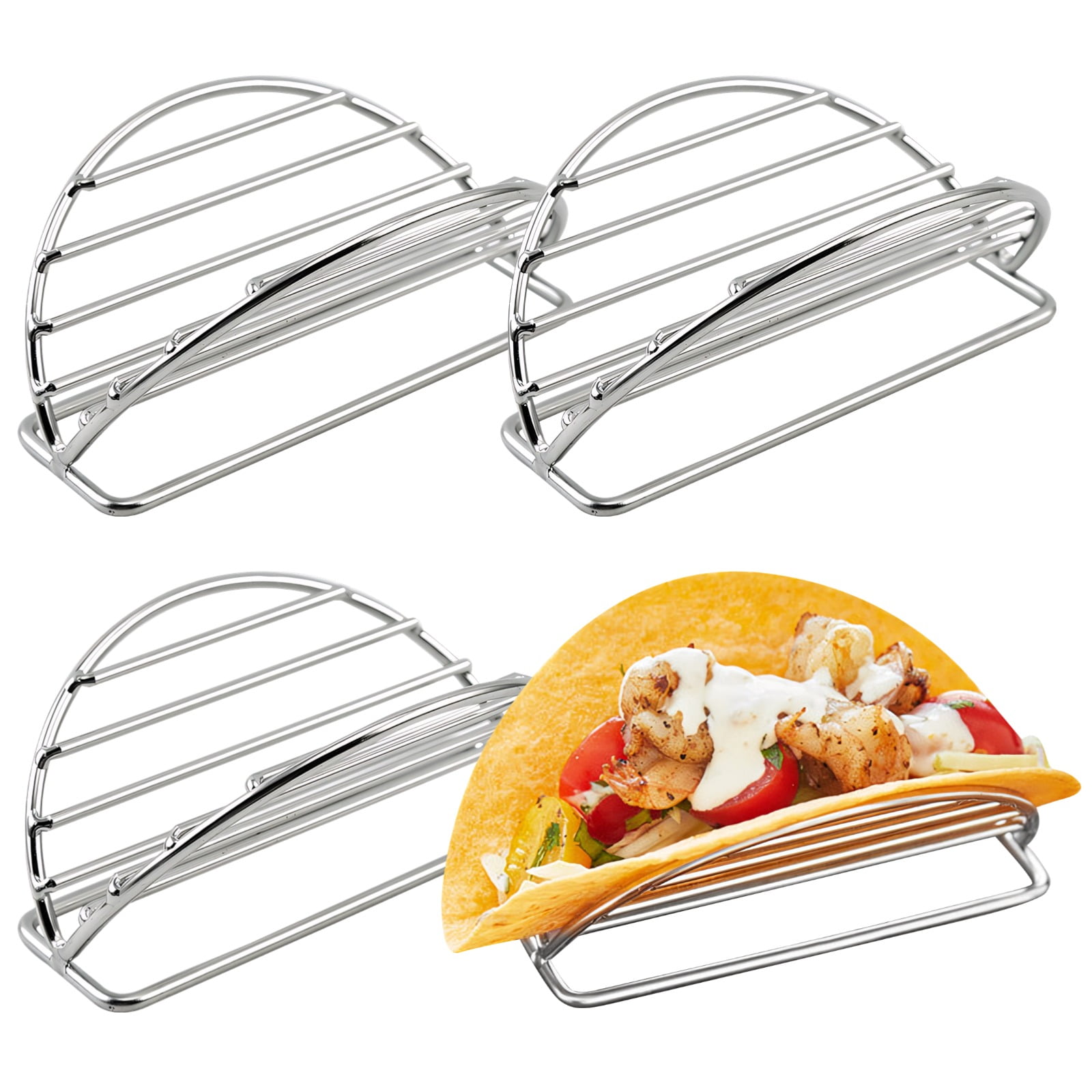 4 Pcs Stainless Steel Taco Holder Stand, V-Shaped Multi-Layer Taco Rack ...