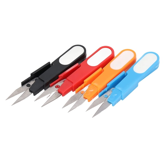 4 Pcs Stainless Steel Thread Snips U Shape Small Sewing Snippers Portable Handcraft Mini Scissors Trimmers with Protective Caps