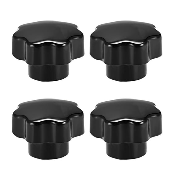 4 Pcs Star Knob Grip Handle M12 Dia Brass Insert Female Threaded Black
