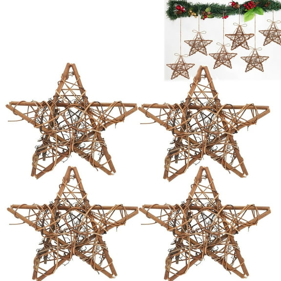 4 Pcs Star Shape Rattan Wreath Frame for Decor Tutuviw 11.8in Wicker Rattan Star Grapevine Wreath Natural Vine Stars for Creating Unique Wall Hangings for Christmas Holiday Craft Wedding Supplies