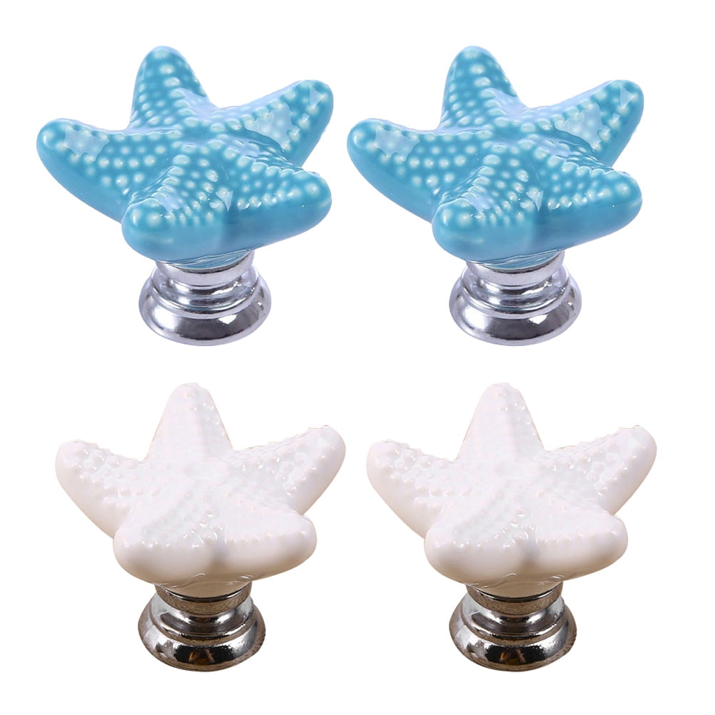 4 Pcs Starfish Ceramic Handle Knobs Door Knobs Furniture Knobs
