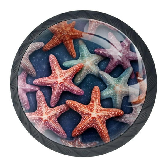 4 Pcs Starfish Knobs for Kitchen Cabinet Cupboard Dresser Bookcase Drawer Pulls Handles Round Home Decor