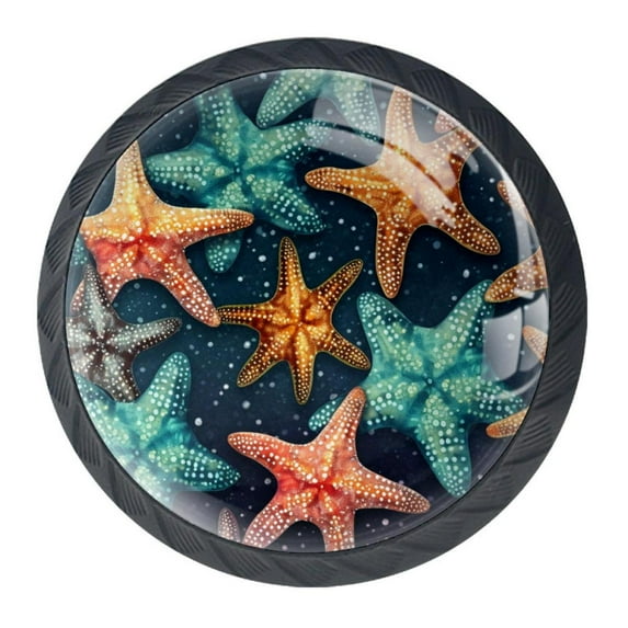 4 Pcs Starfish Knobs for Kitchen Cabinet Cupboard Dresser Bookcase Drawer Pulls Handles Round Home Decor