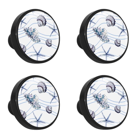 4 Pcs Starfish Knobs for Kitchen Cabinet Cupboard Dresser Bookcase Drawer Pulls Handles Round Home Decor