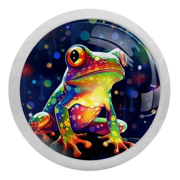 4 Pcs Starry Shine Frog Crystal Glass Drawer Knob Pull Handle Ergonomic 30mm Glow in The Dark Furniture Cabinet Handle for Kitchen Dresser Cupboard Wardrobe