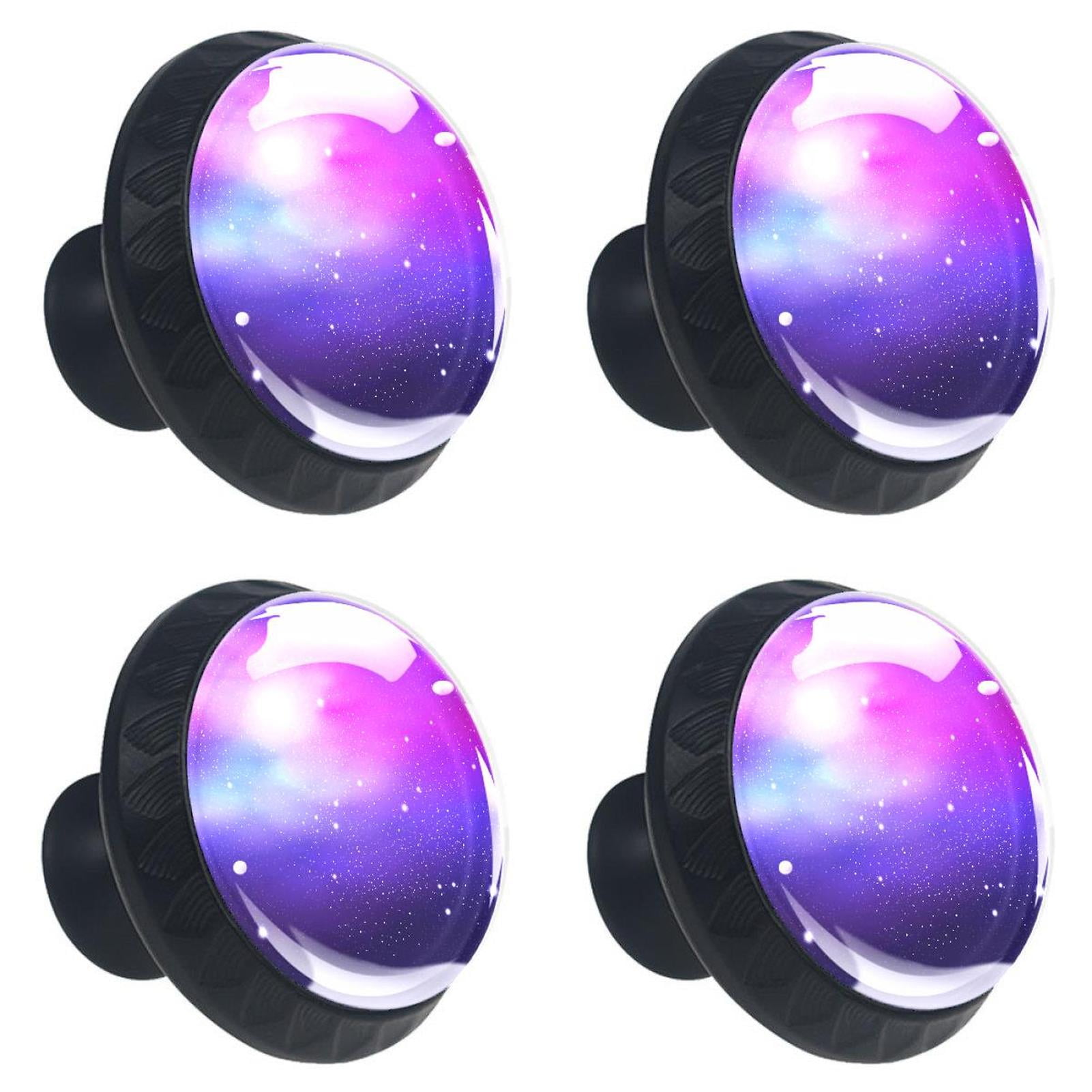 4 Pcs Starry Sky Purple Knobs for Kitchen Cabinet Cupboard Dresser Bookcase Drawer Pulls Handles Round Home Decor