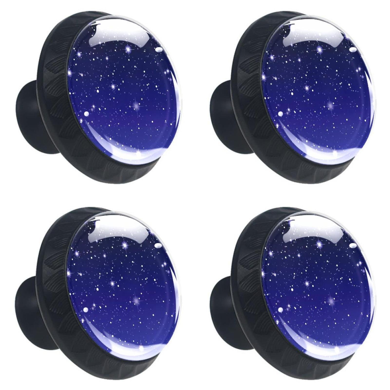 4 Pcs Starry Sky Space Galaxy Knobs for Kitchen Cabinet Cupboard Dresser Bookcase Drawer Pulls Handles Round Home Decor
