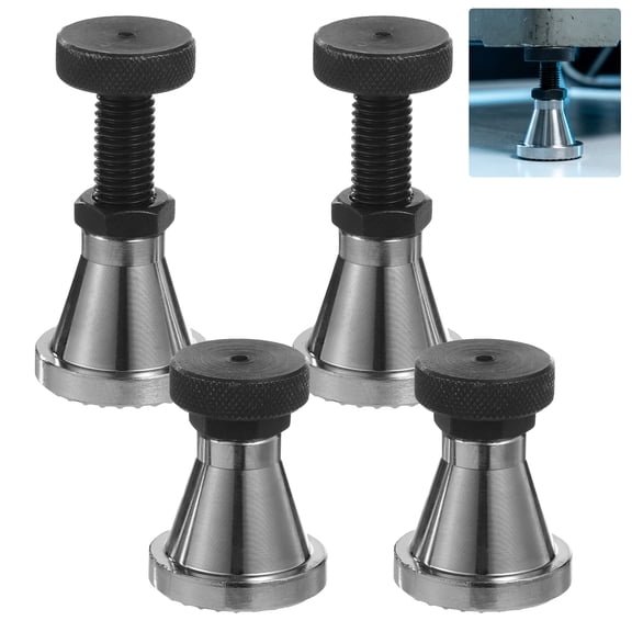 4 Pcs Steel Screw Jacks, 2.6 to 3.9 in Adjustable Lift Supports for Large Milling Drilling Machines, Heavy Duty Jack Stands, 15 Tons Capacity Non-Slip Leveling for Die Processing