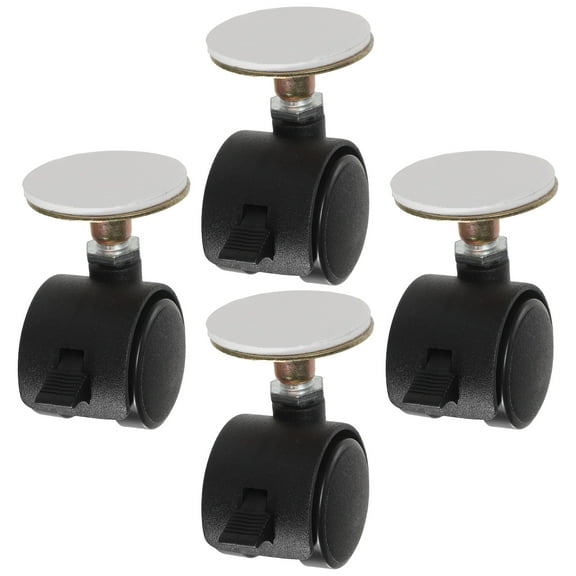 4 Pcs Stick on Wheels Plate Caster with Brake Fabric Storage Box Wheel 5.5x5.5cm