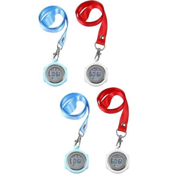 4 Pcs Stopwatch Small Pocket Digital Watches Student Gifts Stopwatches with Lanyards Portable