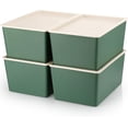 thumbnail image 1 of 4 Pcs Storage Bins with Lids Plastic Stackable Containers for Organizing Shelves Christmas Ornament Box Baskets(Green,Small), 1 of 4