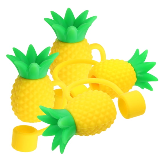 4 Pcs Straw Accessories Pineapple Topper Covers Toppers Tips Protector Stopper Personality Soft Rubber