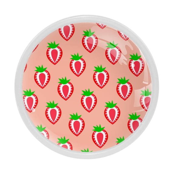 4 Pcs Strawberry Knobs for Kitchen Cabinet Cupboard Dresser Bookcase Drawer Pulls Handles Round Home Decor