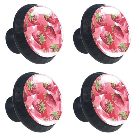 4 Pcs Strawberry Knobs for Kitchen Cabinet Cupboard Dresser Bookcase Drawer Pulls Handles Round Home Decor