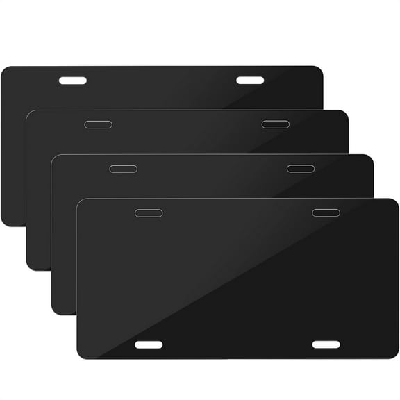 4 Pcs Sublimation Blank License Plate, NOGIS 12"6" Black Aluminum Alloy Automotive License Plate Tag for Custom Design Work and DIY, 0.45mm Thickness