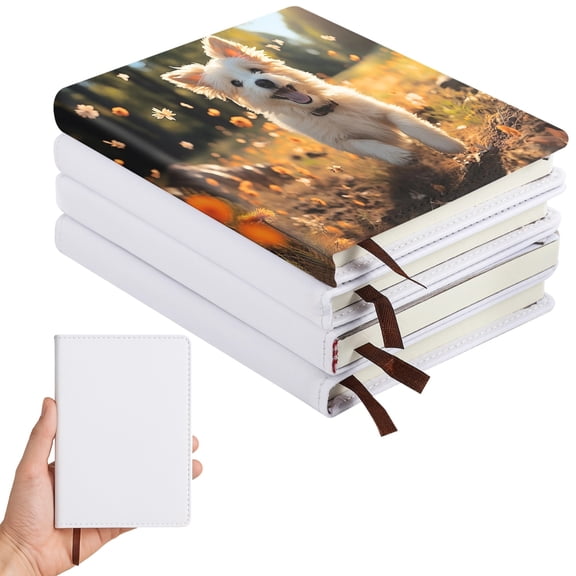 4 Pcs Sublimation Blank Notebooks, Customizable Faux Leather Journals, DIY A6 Hardcover Notepads, Office Supplies, 200 Pages