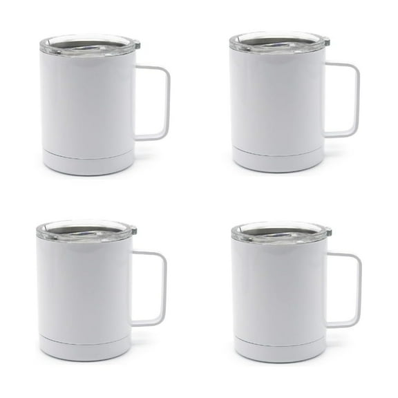 4 Pcs Sublimation Blank Skinny Tumbler 12 OZ With Handle Double Wall Stainless Steel Coffee Straight Mug with Sliding Lid