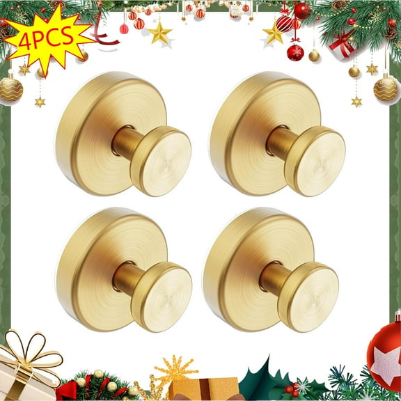 4 Pcs Suction Cup Hooks for Shower, No Drill Hook, 2025 New Shower Hooks for Inside Shower, Stainless Steel Shower Hooks for Towel, Bathrobe and Loofah, 11.02 Lb Towel Hooks(Gold,4Pcs)