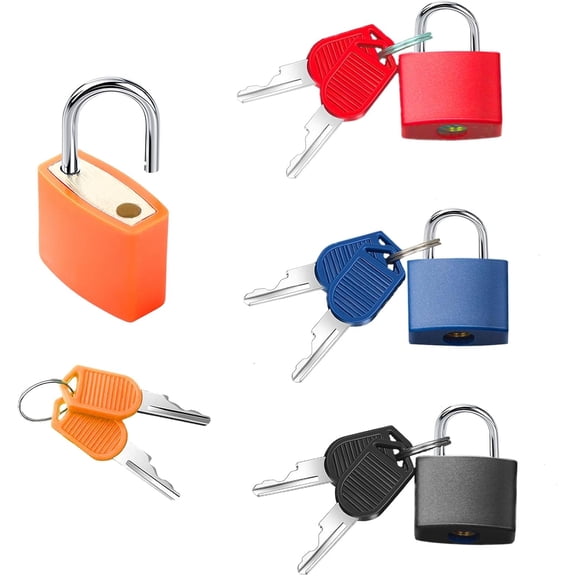4 Pcs Suitcase Lock Small Luggage Locks with Keys Multi-Color Mini Padlock Plastic-Covered Copper Core Keyed Padlocks for Suitcase Backpack Bag Boxes Drawer Toolbox