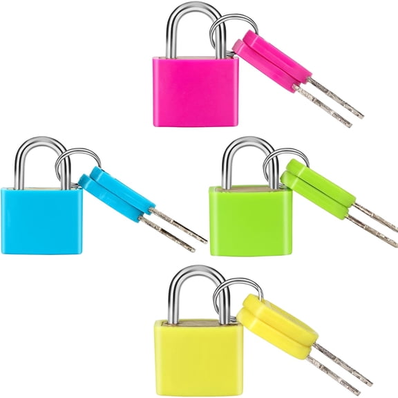 4 Pcs Suitcase Locks with Copper Keys Protect Your Belongings with 's Set of 4 Mini Padlocks Multicolor Durable Locks for Suitcases Backpacks Boxes Cabinet and Laptop Bags