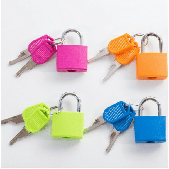 4 Pcs Suitcase Locks with Keys, Metal Padlocks Luggage Padlocks Multicolor Small Padlock Keyed Padlock for School Gym