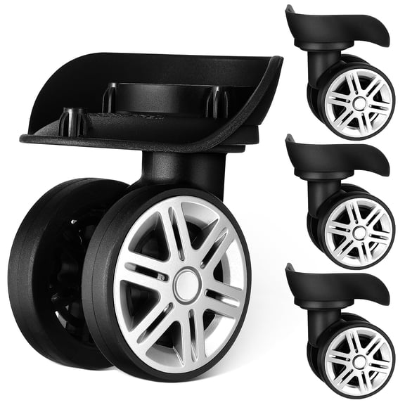 4-Pack Universal Suitcase Wheels Replacement Set, Heavy Duty Luggage Trolley Casters for Trunk and