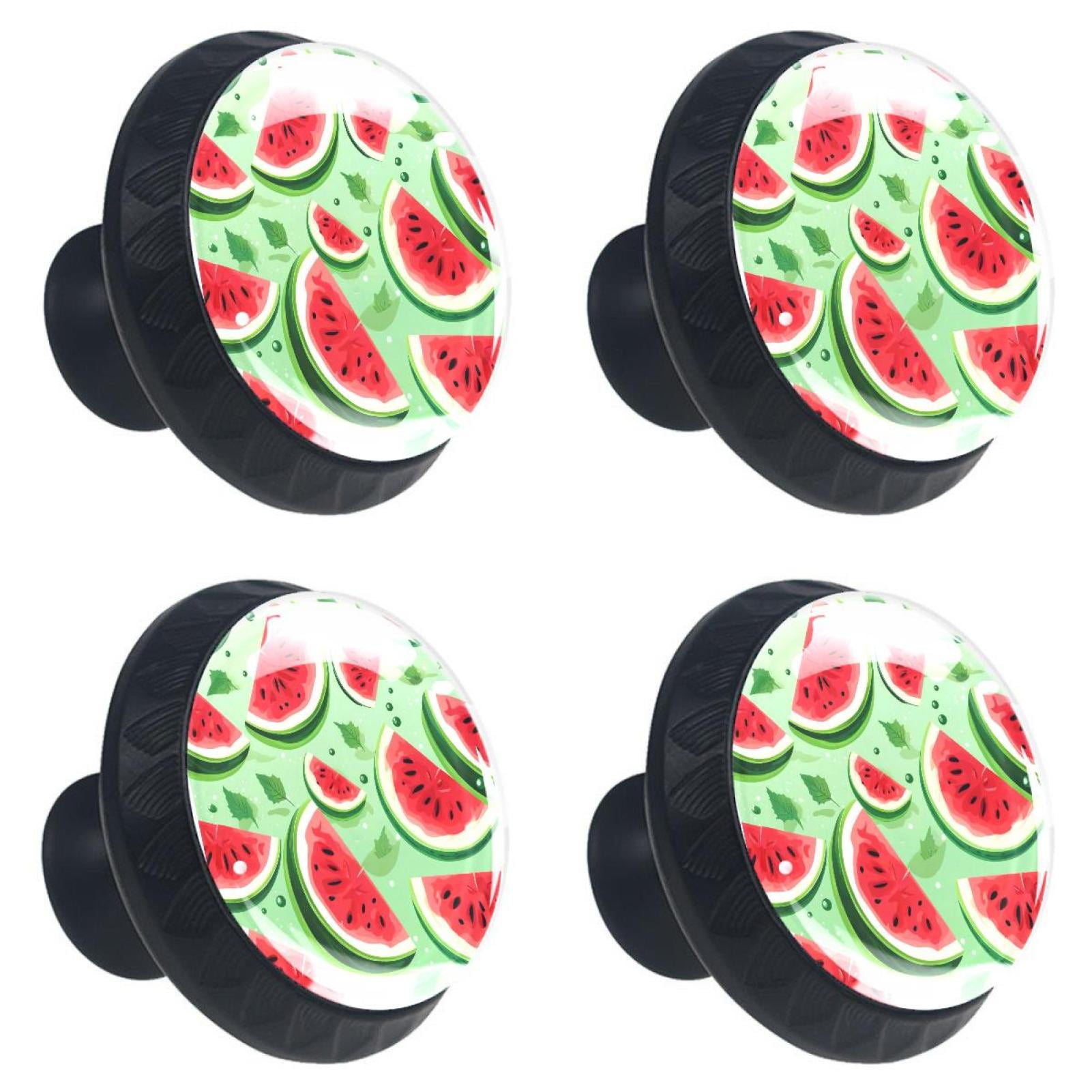 4 Pcs Summer Fruit Sweet Watermelon Print Knobs 30mm Round