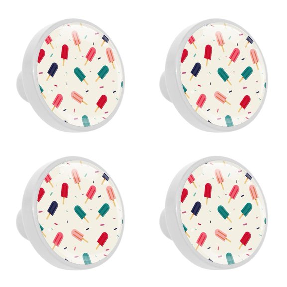4 Pcs Summer Ice Cream Knobs for Kitchen Cabinet Cupboard Dresser Bookcase Drawer Pulls Handles Round Home Decor