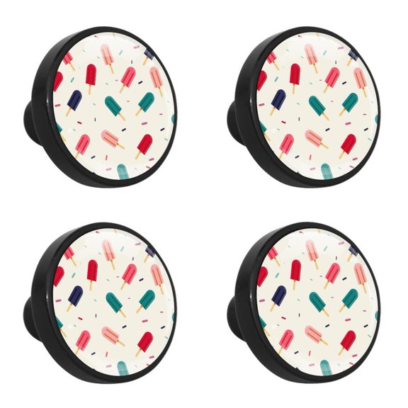 4 Pcs Summer Ice Cream Knobs for Kitchen Cabinet Cupboard Dresser Bookcase Drawer Pulls Handles Round Home Decor