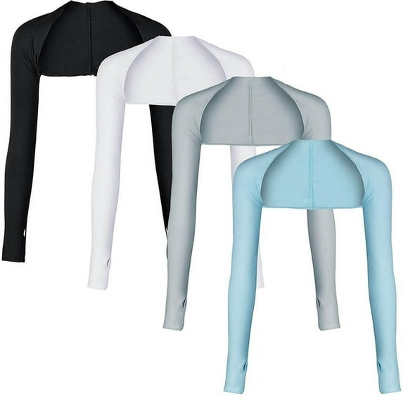 4 Pcs Summer Ladies Cooling Shawl Arm Sleeves Sun UV Protection with Finger Hole for Golf,Driving,Riding,Fishing,4 x Cooling Shawl,Photo color