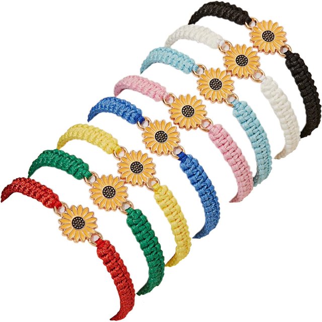 4 Pcs Summer Surfer Wave Sunflower Bracelets Set Anklet Adjustable