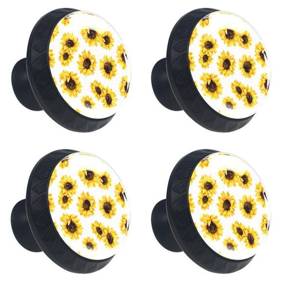 4 Pcs Sunflower Knobs for Kitchen Cabinet Cupboard Dresser Bookcase Drawer Pulls Handles Round Home Decor