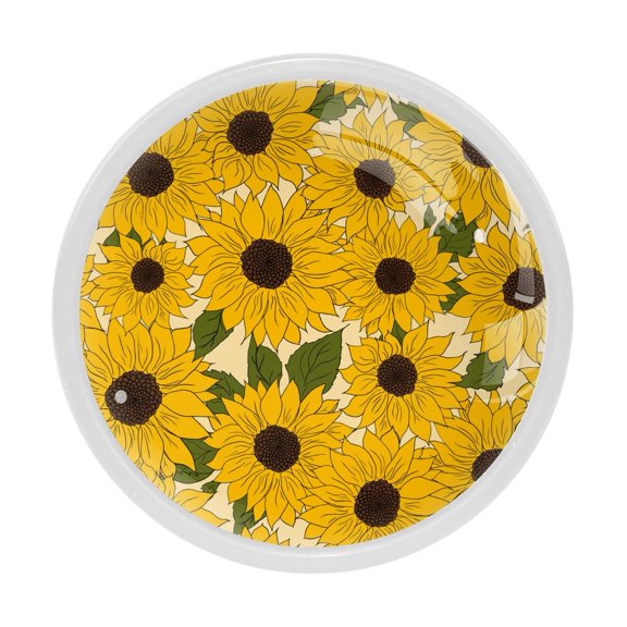 4 Pcs Sunflower Knobs for Kitchen Cabinet Cupboard Dresser Bookcase Drawer Pulls Handles Round Home Decor