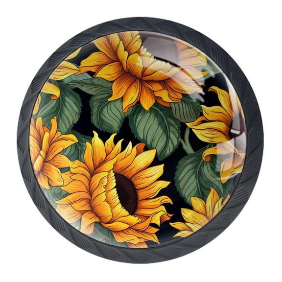4 Pcs Sunflower Knobs for Kitchen Cabinet Cupboard Dresser Bookcase Drawer Pulls Handles Round Home Decor