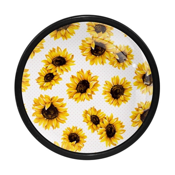 4 Pcs Sunflower Knobs for Kitchen Cabinet Cupboard Dresser Bookcase Drawer Pulls Handles Round Home Decor