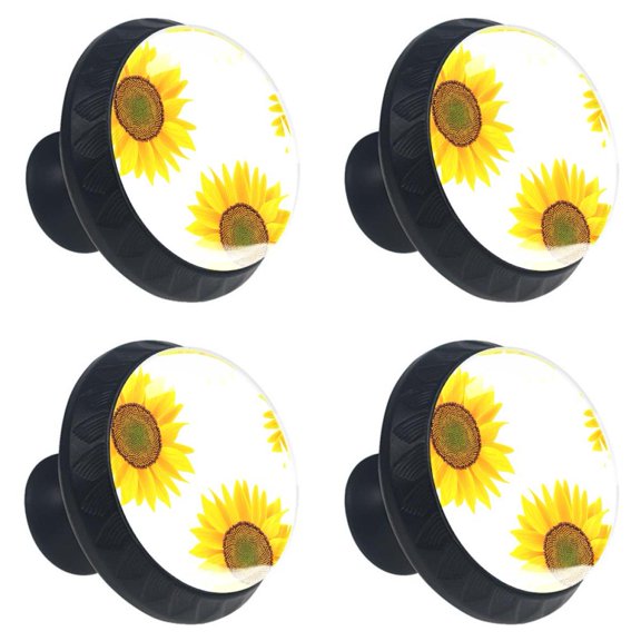 4 Pcs Sunflower Knobs for Kitchen Cabinet Cupboard Dresser Bookcase Drawer Pulls Handles Round Home Decor